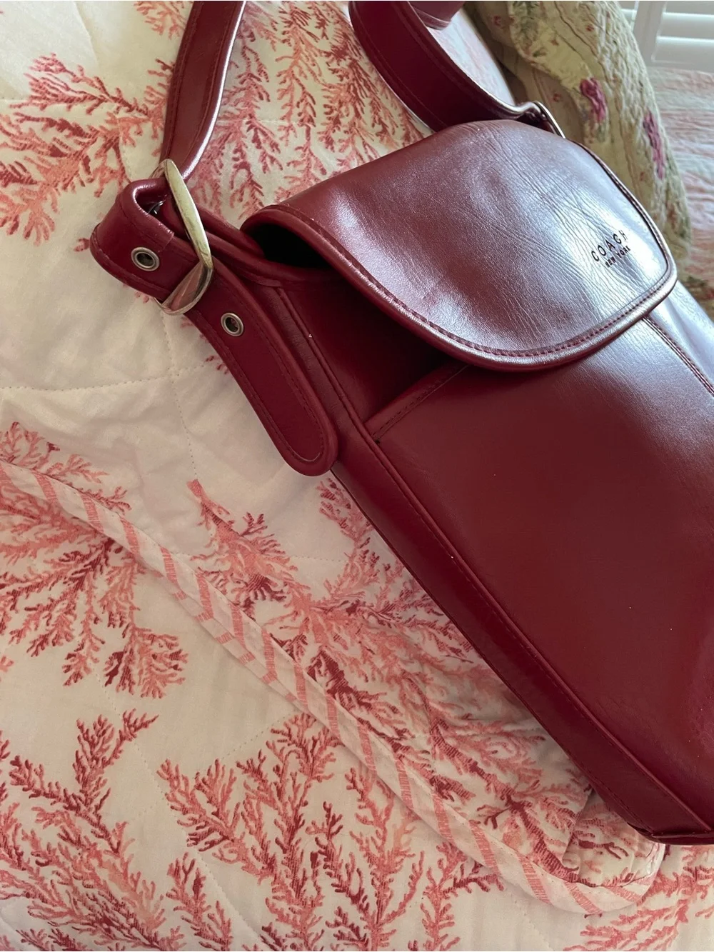Coach Red Leather Crossbody Satchel